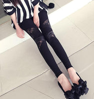 2019 Spring Autumn Leather workout Leggings Hot Charming Warm Cheap Lace legins Sexy PU Leggins Skinny Stretch Splicing Pants