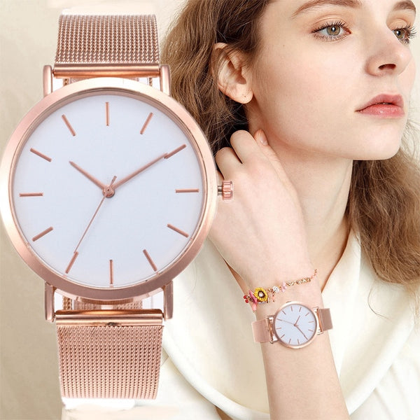 Montres pour femmes Or Rose Simple Mode Femmes Montre-Bracelet De Luxe Dames Montre Femmes Bracelet Reloj Mujer Horloge Relogio Feminino