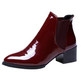 SAGACE 2019 New Arrival Fashion Shoes Women Boots Elasticated Patent Leather Ankle Boots Pointed Low Heel Boots Sexy Shoes