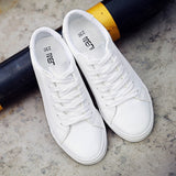 2019 new spring tenis feminino lace-up white shoes woman PU Leather solid color female shoes casual women shoes sneakers