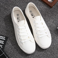 2019 new spring tenis feminino lace-up white shoes woman PU Leather solid color female shoes casual women shoes sneakers